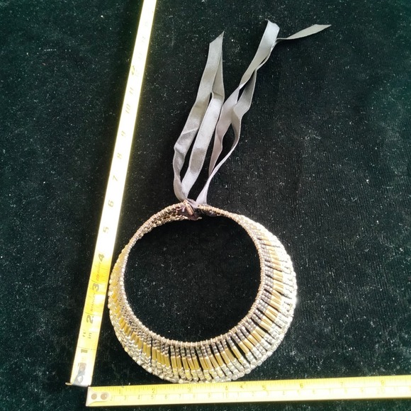 Iris Apfel & Bajalia Tri-color Metal Beaded Chunky Collar Statement Necklace - Picture 9 of 14